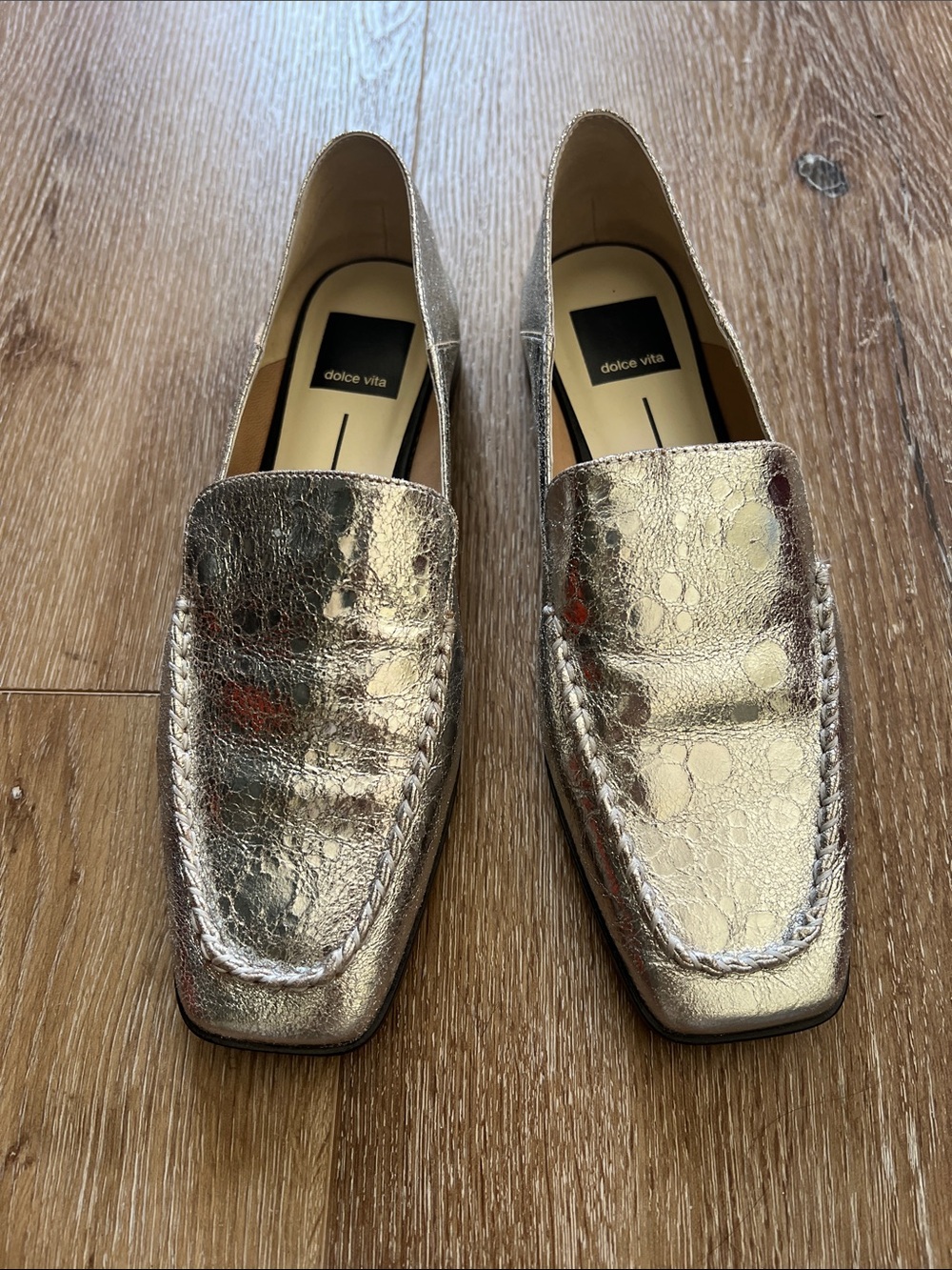 Dolce Vita Metallic Silver Leather Loafers